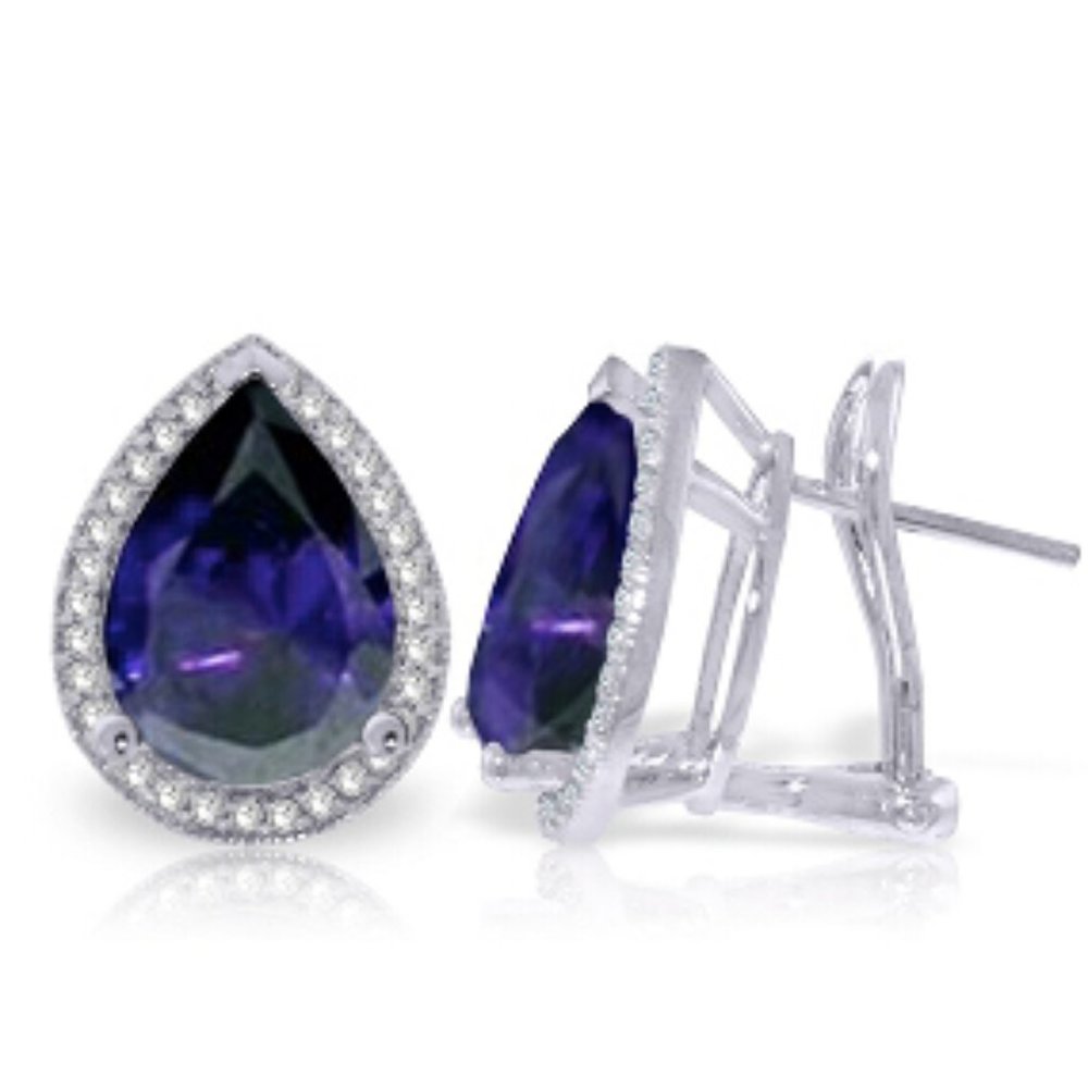 14K. GOlD EARRING WITH DIAMONDS & SAPPHIRES - Picture 2 of 8